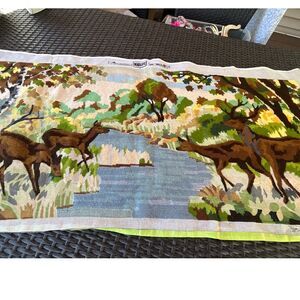 Vintage Deer Needlepoint unfinished and unframed; large size Margo Paris